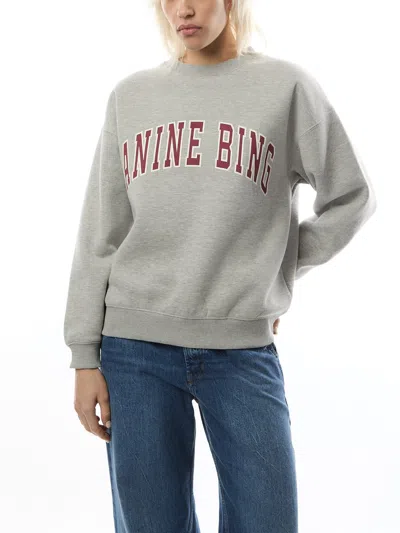 Anine Bing Spencer Logo Print Sweatshirt In Grey Melange