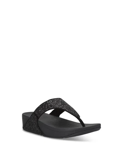 Fitflop Lulu Glitter Flip Flop In Black Glitter Faux Leather