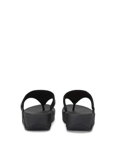 Fitflop Lulu Glitter Flip Flop In Black Glitter Faux Leather