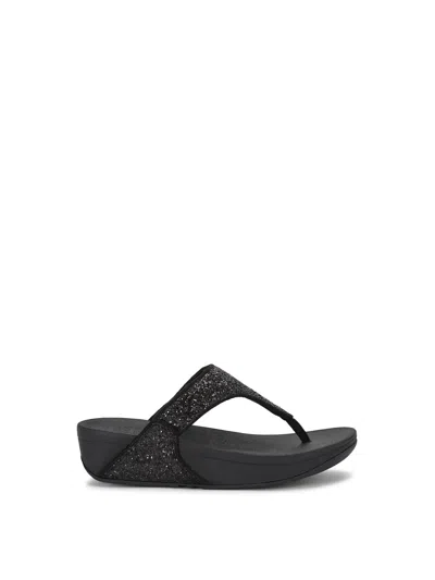 Fitflop Lulu Glitter Flip Flop In Black Glitter Faux Leather