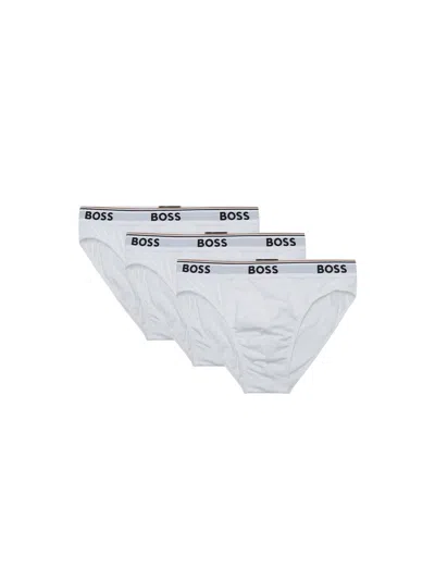 Hugo Boss Three-pack Of Stretch-cotton Briefs With Logo Waistbands In White