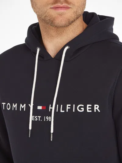 Tommy Hilfiger Hoodie À Logo En Coton Biologique In Black