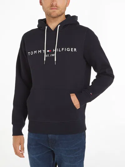 Tommy Hilfiger Hoodie À Logo En Coton Biologique In Black
