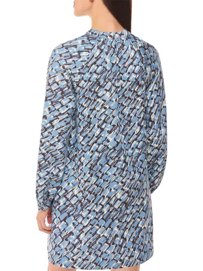 Whistles Omens  Feathered Wing-pattern Lyocell And Cotton-blend Mini Dress In Blue/multi