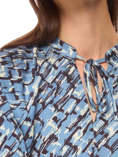 Whistles Omens  Feathered Wing-pattern Lyocell And Cotton-blend Mini Dress In Blue/multi