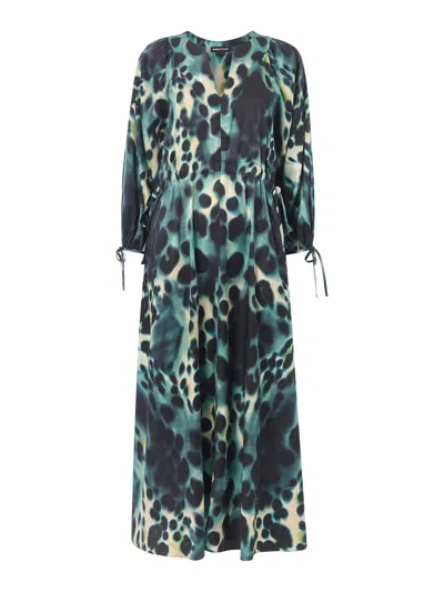 Whistles Womens Misty Leopard-print Woven Midi Dress Multi-coloured In Green/multi