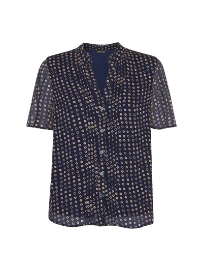 Whistles Spotted Hoop Frill Blouse, Size 10 In Navy/multi