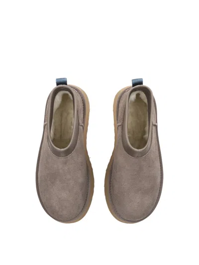 Ugg Classic Ultra Mini Platform Suede Ankle Boots In Taupe