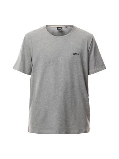 Hugo Boss Mens Boss Logo-embroidered Regular-fit Stretch-cotton T-shirt In Gray