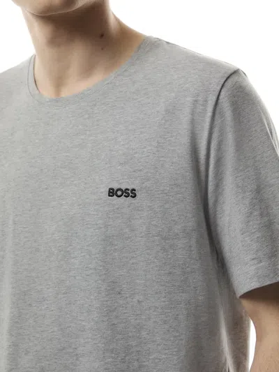 Hugo Boss Mens Boss Logo-embroidered Regular-fit Stretch-cotton T-shirt In Gray