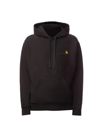 Carhartt -wip Hooded American Script Sweatshirt In Black