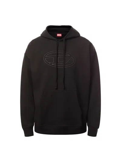 Diesel S-ummer Bigoval Biologic Cotton Sweatshirt With Frontal Oval-d Logo In Black