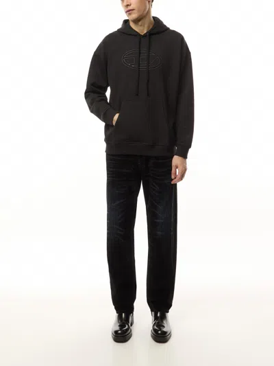 Diesel S-ummer Bigoval Biologic Cotton Sweatshirt With Frontal Oval-d Logo In Black