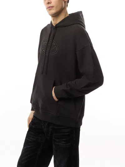 Diesel S-ummer Bigoval Biologic Cotton Sweatshirt With Frontal Oval-d Logo In Black