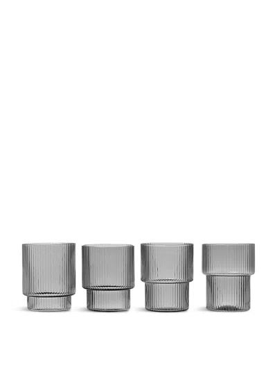 Ferm Living Ripple Glasses In Gray