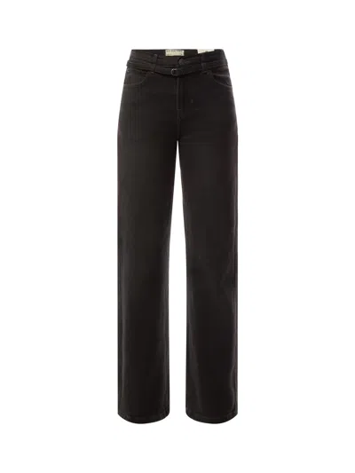 Free People Sabine Belted Slim Bootcut Jeans In Smokeshow