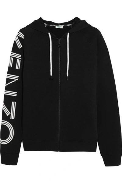 Shop Kenzo Printed Cotton-jersey Hooded Top
