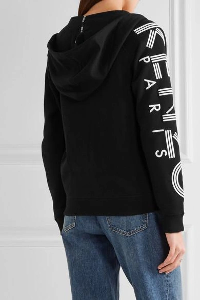 Shop Kenzo Printed Cotton-jersey Hooded Top