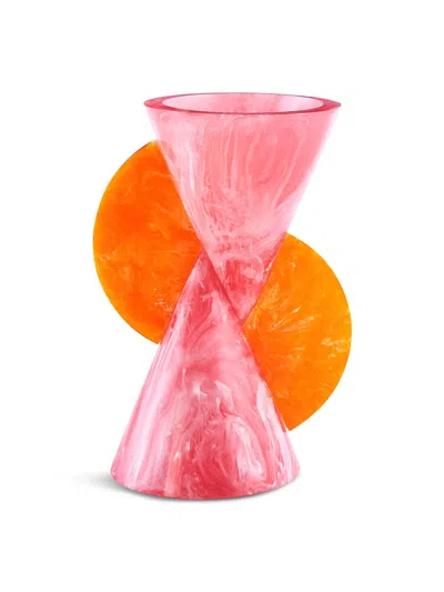 Jonathan Adler Mustique Cone Vase In Pink/orange Marble
