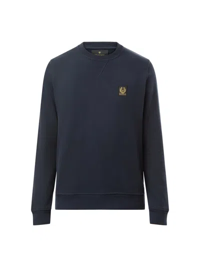 Belstaff Logo Print Jersey Sweatshirt In Navy