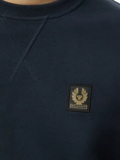 Belstaff Logo Print Jersey Sweatshirt In Navy