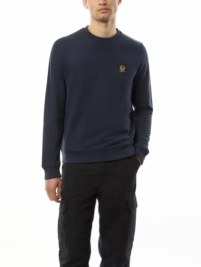 Belstaff Logo Print Jersey Sweatshirt In Navy