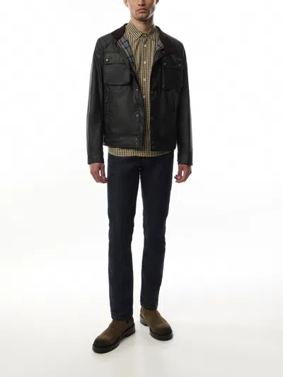 Belstaff Mens Dark Navy Racemaster High-neck Waxed-cotton Jacket In Blue