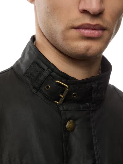 Belstaff Mens Dark Navy Racemaster High-neck Waxed-cotton Jacket In Blue