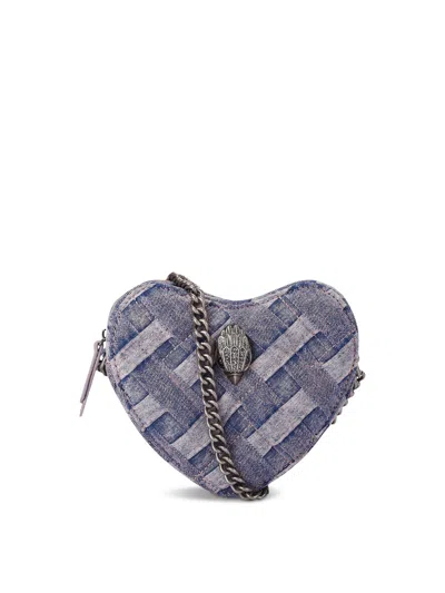 Kurt Geiger London Kensington Heart Denim Crossbody Bag In Open Pink