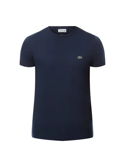 Lacoste Logo-embroidered Crew-neck T-shirt In Marine