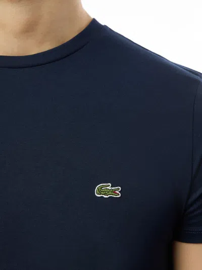 Lacoste Logo-embroidered Crew-neck T-shirt In Marine
