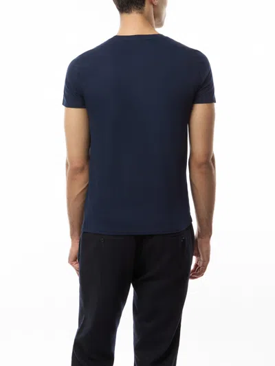 Lacoste Logo-embroidered Crew-neck T-shirt In Marine