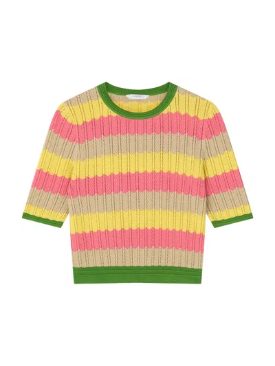Lk Bennett Cinzia Treetop Multicoloured Cotton Blend Zig Zag Poin In Mul-green