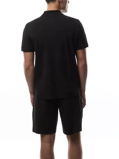 Moose Knuckles Black Polo With Classic Collar And Logo Patch On The Front In Black