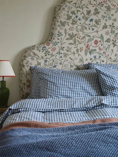 Piglet In Bed Small Gingham Check Pillowcase Pair In Indigo