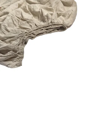Piglet In Bed Plain Linen Fitted Sheet In Oatmeal