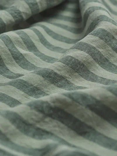 Piglet In Bed Pembroke Stripe Linen Blend Pillowcases In Pine Green