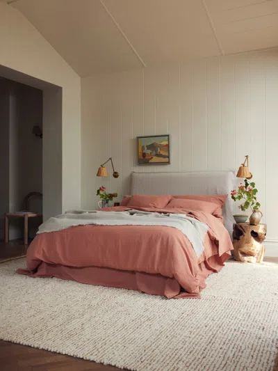 Piglet In Bed Plain Linen Blend Duvet Cover In Warm Clay