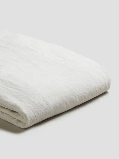 Piglet In Bed Plain Linen Blend Flat Sheet In White