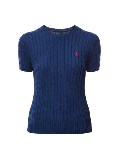 Polo Ralph Lauren Cable-knit Short-sleeve Jumper In Harrison Blue