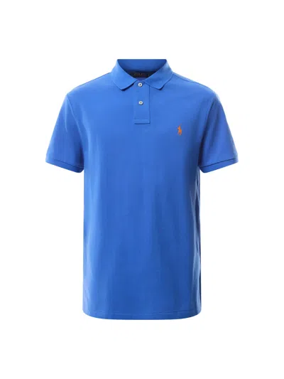 Polo Ralph Lauren Blue Polo Shirt With Logo Embroidery In Blue