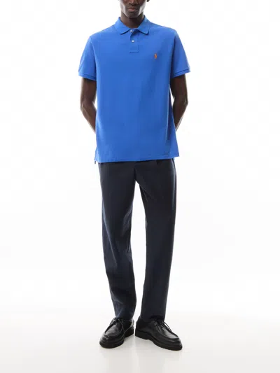 Polo Ralph Lauren Blue Polo Shirt With Logo Embroidery In Blue