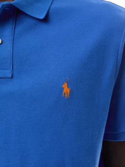 Polo Ralph Lauren Blue Polo Shirt With Logo Embroidery In Blue