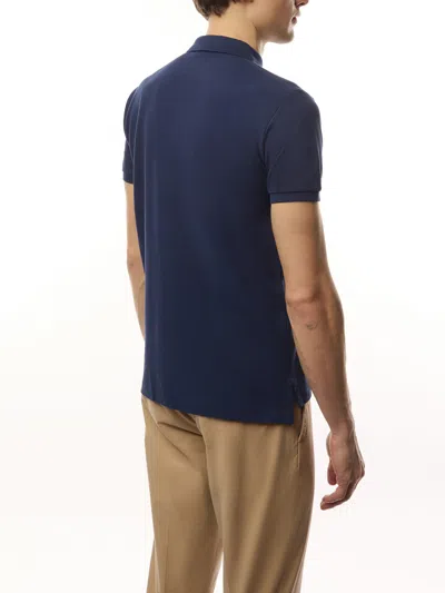 Polo Ralph Lauren Navy Blue Cotton Polo Shirt With Embroidered Logo In Black