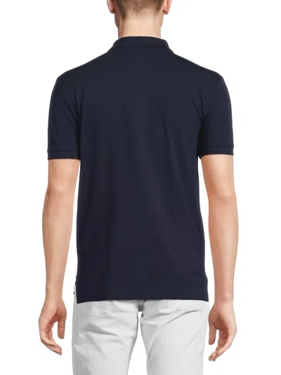 Polo Ralph Lauren Navy Blue Cotton Polo Shirt With Embroidered Logo In Black