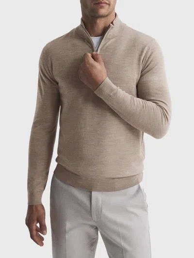 Reiss Blackhall Long Sleeved Merino Funnel Neck Sweater In Natural