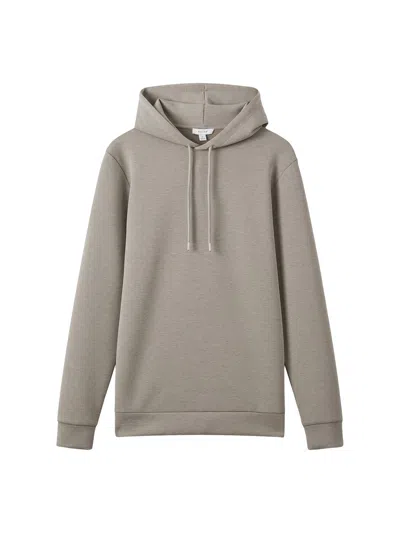 Reiss Fabien Interlock Jersey Drawstring Hoodie In Gray