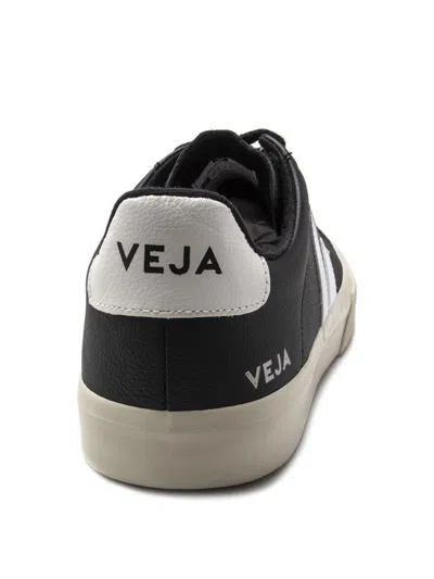 Veja Campo' Black And White Low Top Sneakers In Vegan Leather
