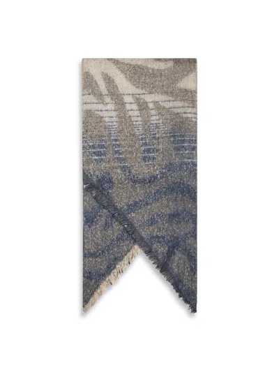 James Lakeland Tiger Print Black Scarf In Navy