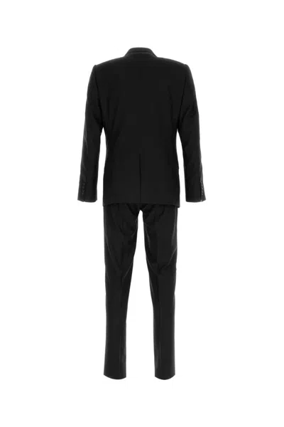 Dolce & Gabbana Stretch Wool Tuxedo With Pleated Back In Black